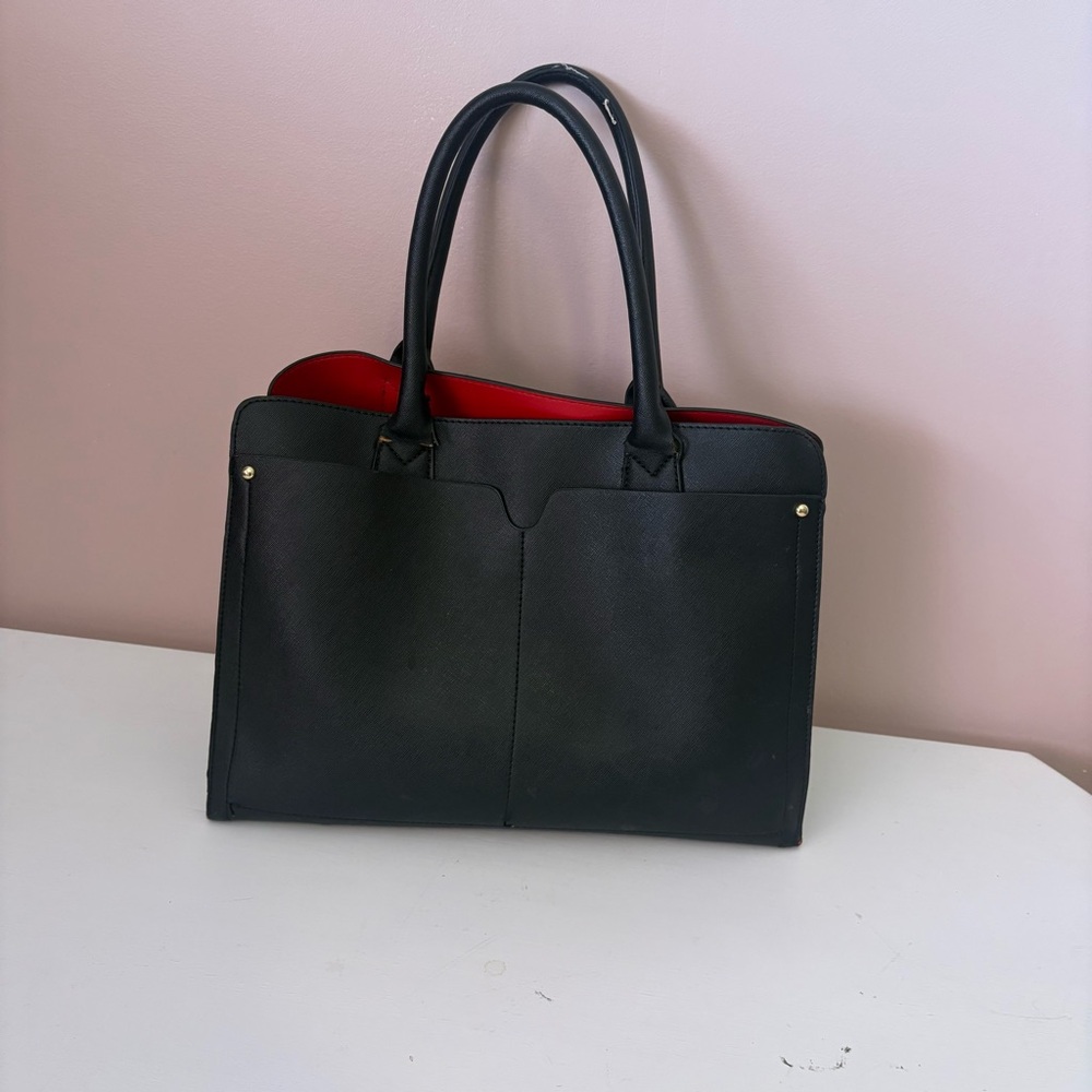 Rimen & Co Black Saffiano PU Leather Tote